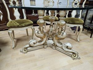 УНИКАЛЕН Комплект маса с 4 стола стил Рококо