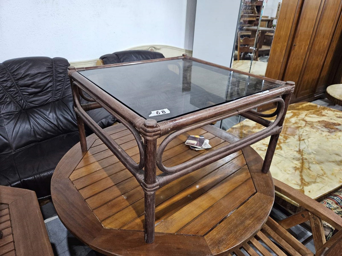 Бамбукова маса със стъклен плот - Image 2